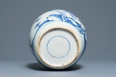 A Chinese blue and white 'Three friends of winter' jar, Kangxi