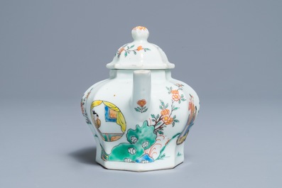 Une th&eacute;i&egrave;re couverte en porcelaine de Chine famille rose &agrave; d&eacute;cor de 'La Romance de la chambre de l'ouest', Yongzheng