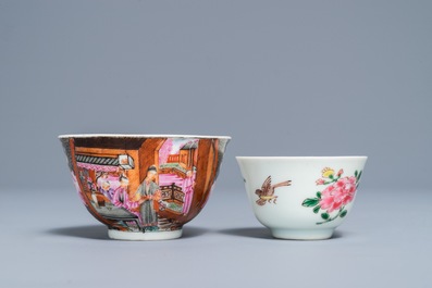 Two Chinese famille rose cups and saucers, Yongzheng/Qianlong