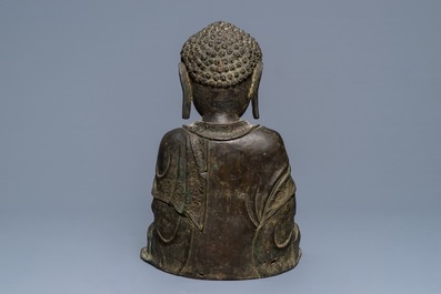 A Chinese bronze model of Amithaba Buddha, Ming