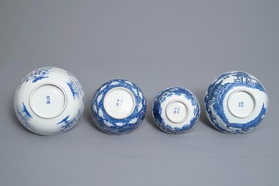 Een collectie Chinees blauwwit en famille rose porselein, w.o. 'Bleu de Hue', 18/19e eeuw