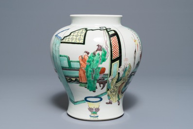Un vase en porcelaine de Chine famille verte, marque de Kangxi, 19&egrave;me