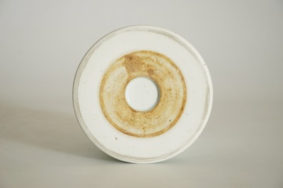 A Chinese famille verte Kangxi style brush pot, 19/20th C.