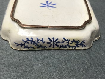 Four Chinese Canton enamel square saucers with horses, 18/19th C.