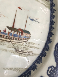 A large Chinese famille rose 'Fort Folly' platter, Qianlong