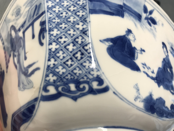 A square Chinese blue and white bowl, Chenghua mark, Kangxi
