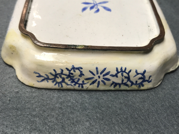 Four Chinese Canton enamel square saucers with horses, 18/19th C.
