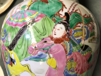 A Chinese famille rose yenyen vase with horseriders, Yongzheng
