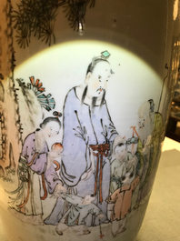 A Chinese qianjiang cai vase with figures in a landscape, 19/20th C.