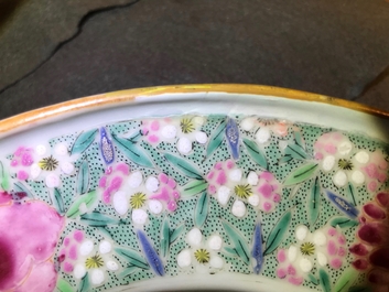 A Chinese famille rose shaving bowl with a tea-drinking scene, Yongzheng