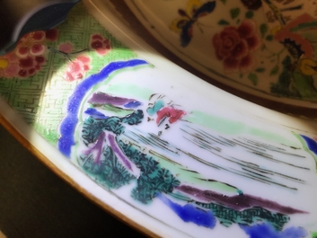 Un bassin en porcelaine de Chine famille rose &agrave; d&eacute;cor de figures dans un jardin, Yongzheng