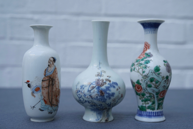 Three Chinese vases, various marks, 19/20th C.