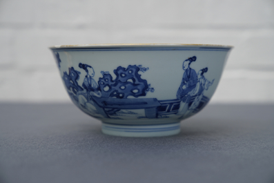 A Chinese blue and white 'Cao sisters' bowl, Chenghua mark, Kangxi