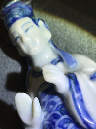 A Chinese blue and white model of a lady, Wanli