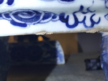 A Chinese blue and white 'Buddhist lions' altar set with incense burner, 19th C.