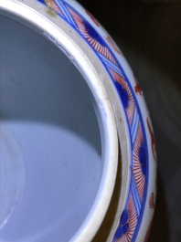 A pair of Chinese Imari style ginger jars and covers, Kangxi