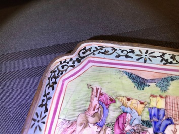 Vier Chinese Canton email vierkante schoteltjes, Qianlong