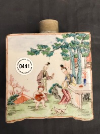 A square Chinese famille rose tea caddy and cover, Qianlong