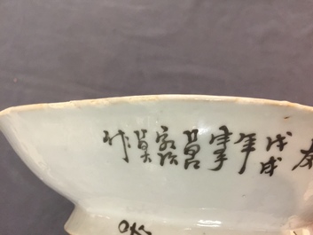 Vier stukken Chinees qianjiang cai porselein, 19/20e eeuw