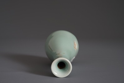 A Chinese qingbai bottle vase, Yuan or Ming