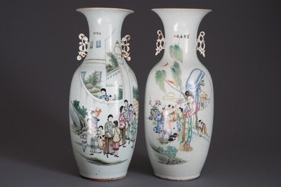 Twee Chinese famille rose vazen, 19/20e eeuw