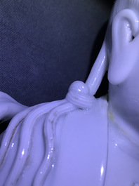 A Chinese Dehua blanc de Chine figure of Guanyin, 19th C.