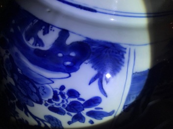 Drie grote Chinese blauwwitte kommen, Kangxi