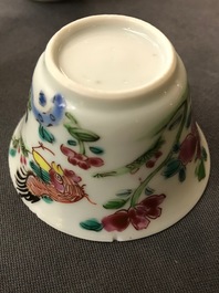 A lot of 33 Chinese famille rose cups and 27 saucers, Yongzheng/Qianlong