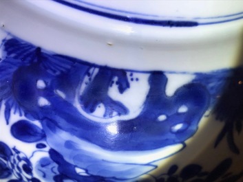 Drie grote Chinese blauwwitte kommen, Kangxi