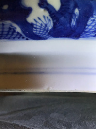 Drie grote Chinese blauwwitte kommen, Kangxi