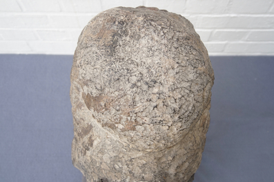 A Chinese carved limestone head of Buddha, Northern Wei (386-535)