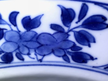 A Chinese blue and white dish with long Eliza playing music, Kangxi