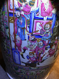 A massive Chinese famille rose court scene vase, 19th C.