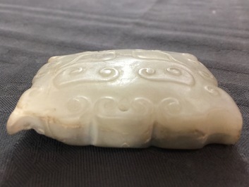 Four various Chinese archaic jade carvings, 19/20th C.