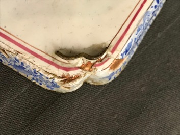Two Chinese Canton enamel square saucers, Qianlong