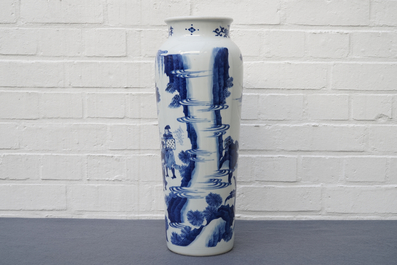 A Chinese blue and white Transitional style vase, 19/20th C.