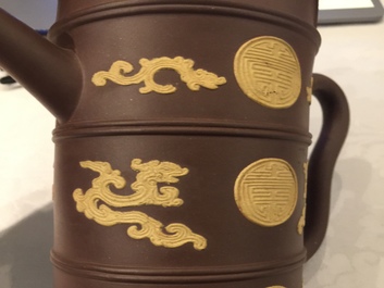 A Chinese Yixing stoneware Tibetan style Duomuhu ewer, Kangxi