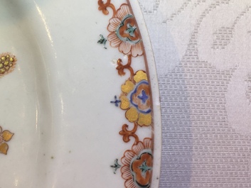 A fine Chinese Kakiemon style plate with quails, Qianlong