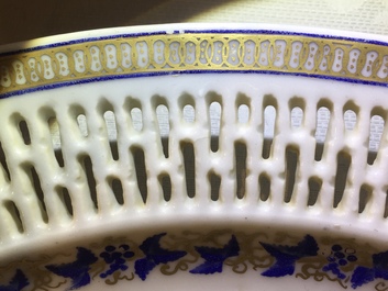 A Chinese reticulated oval 'religious subject' dish, Qianlong