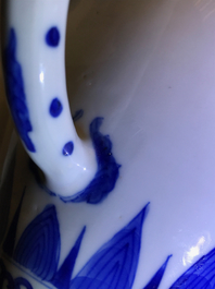 A large Chinese ovoid-shaped blue and white teapot, Kangxi