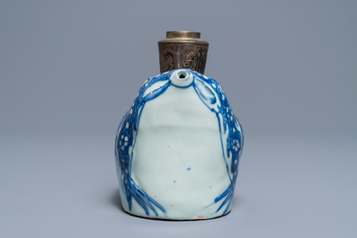 A Chinese blue and white Islamic silver-mounted frog kendi, Wanli