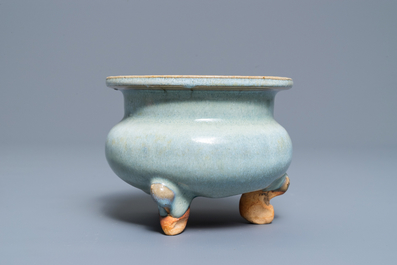 A Chinese junyao tripod censer, probably Ming