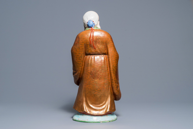 A large Chinese famille rose figure of Shou Lao, Republic, 20th C.