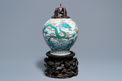 An exceptional Chinese imperial doucai 'dragon' vase, Qianlong seal mark and of the period