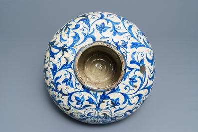 A large blue and white Italian maiolica 'vaso a palla', Caltagirone, 18th C.