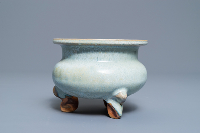 A Chinese junyao tripod censer, probably Ming