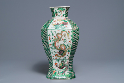 A Chinese famille verte 'dragon' vase, Kangxi