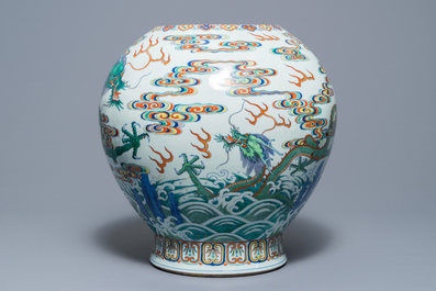 An exceptional Chinese imperial doucai 'dragon' vase, Qianlong seal mark and of the period