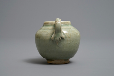 A Chinese celadon teapot or ewer, Song/Yuan