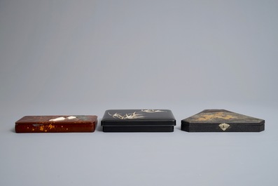 Three Japanese lacquer boxes and covers, Meiji/Showa, 19/20th C.